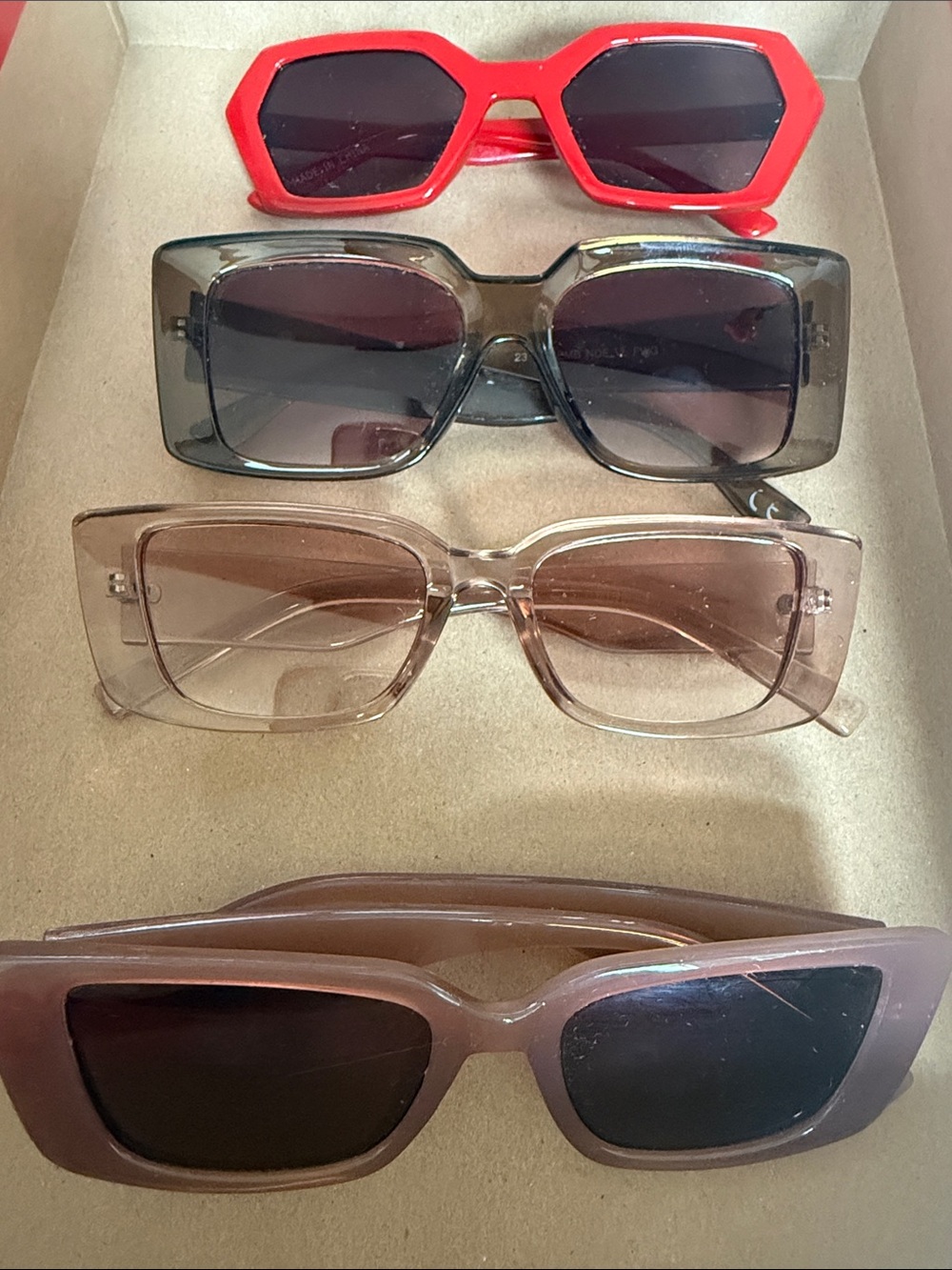 Stylish Women's Sunglasses Set - Red, Black, Brown, Taupe